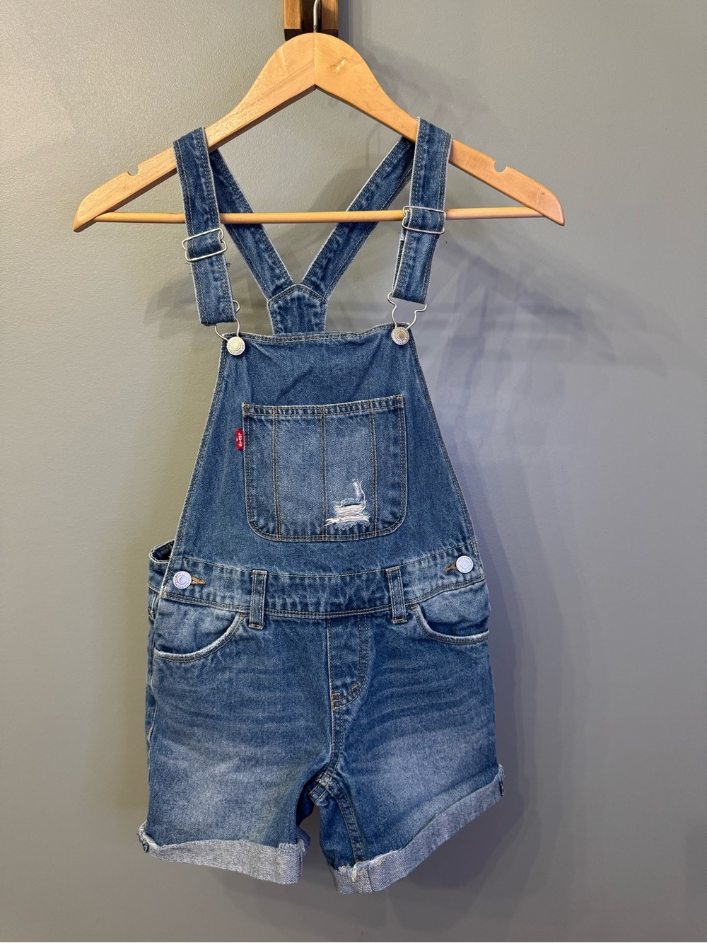 Levi's Kids Dark Blue Denim Short Overalls